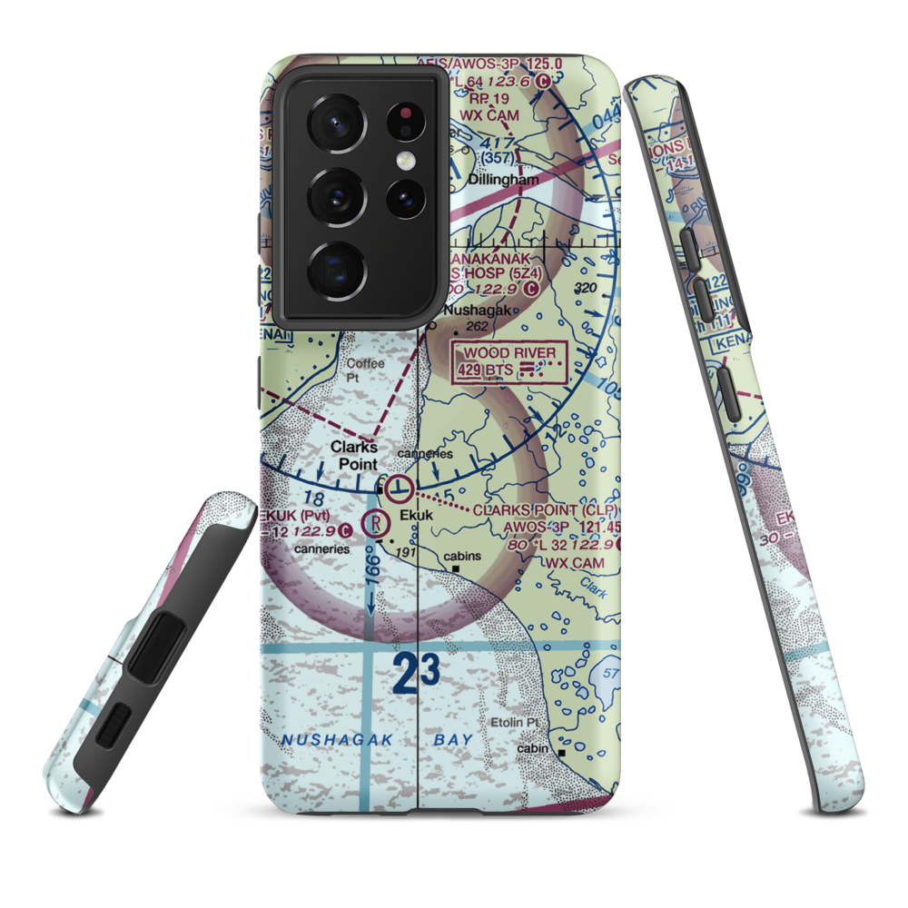 The Queens Airport (93AK) VFR Sectional Samsung Phone Case Samsung Galaxy S21 Ultra model shown