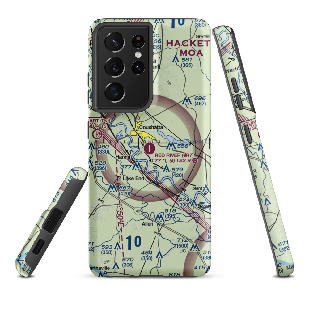 The Red River Airport (0R7) VFR Sectional Samsung Phone Case Samsung Galaxy S21 Plus model shown