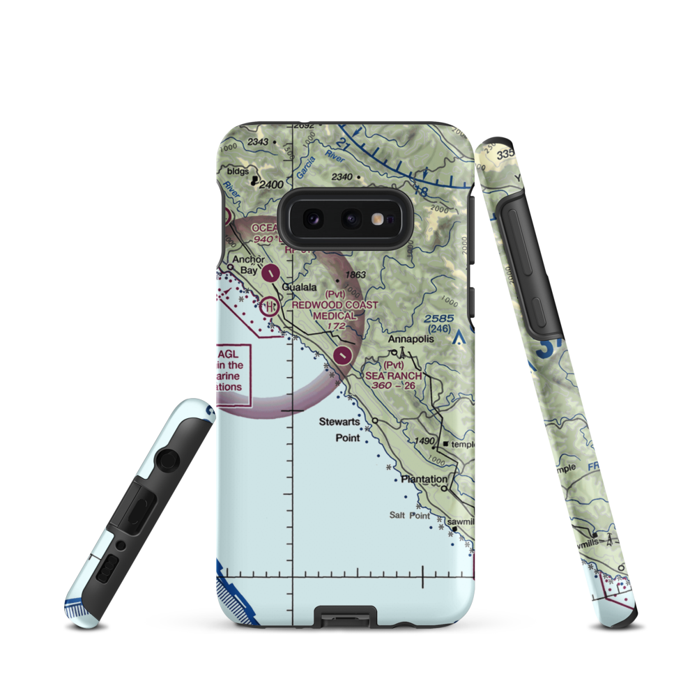 The Sea Ranch Airport (CA51) VFR Sectional Samsung Phone Case Samsung Galaxy S10e model shown