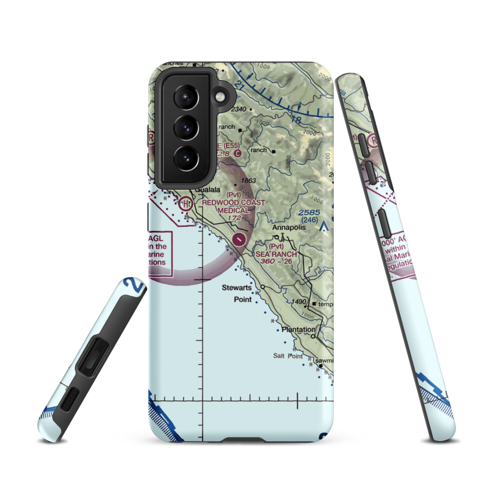 The Sea Ranch Airport (CA51) VFR Sectional Samsung Phone Case Samsung Galaxy S21 model shown