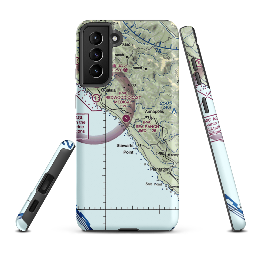 The Sea Ranch Airport (CA51) VFR Sectional Samsung Phone Case Samsung Galaxy S21 Plus model shown