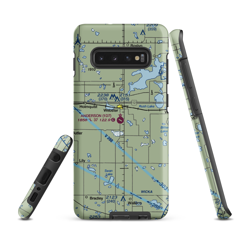 The Sigurd Anderson Airport (1D7) VFR Sectional Samsung Phone Case Samsung Galaxy S10 Plus model shown