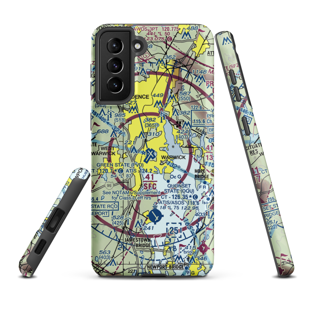 Theodore Francis Green State Airport (PVD) VFR Sectional Samsung Phone Case Samsung Galaxy S21 FE model shown