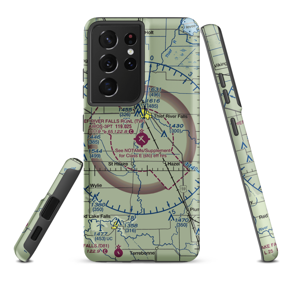 Thief River Falls Regional Airport (TVF) VFR Sectional Samsung Phone Case Samsung Galaxy S21 Ultra model shown