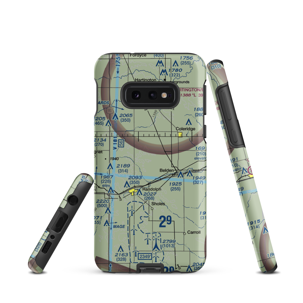 Thies Airport (28NE) VFR Sectional Samsung Phone Case Samsung Galaxy S10e model shown