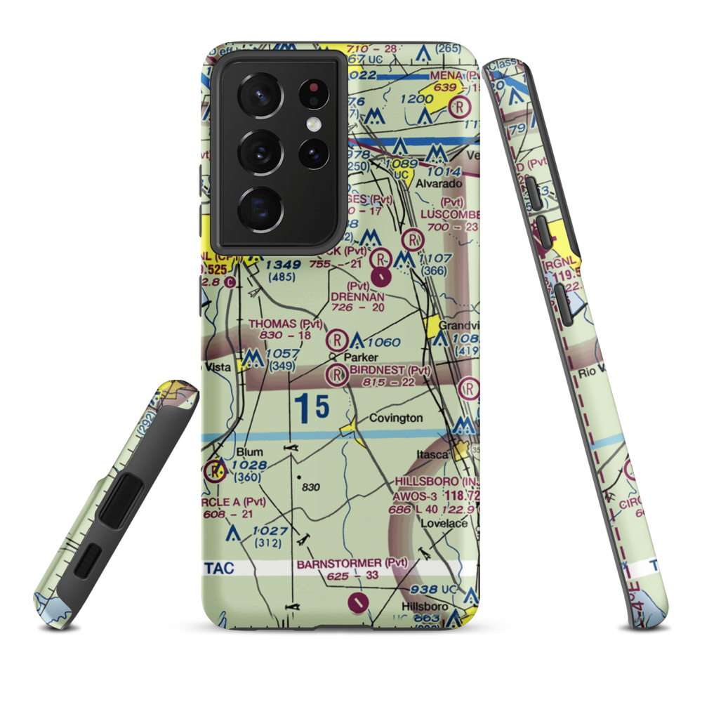 Thomas Flying Field (TX74) VFR Sectional Samsung Phone Case Samsung Galaxy S21 Plus model shown