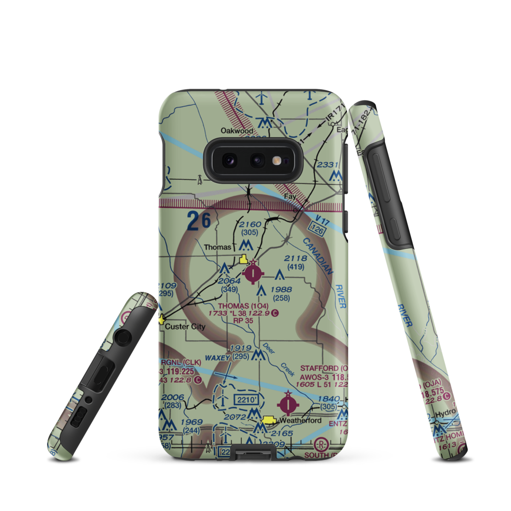 Thomas Municipal Airport (1O4) VFR Sectional Samsung Phone Case Samsung Galaxy S10 Plus model shown