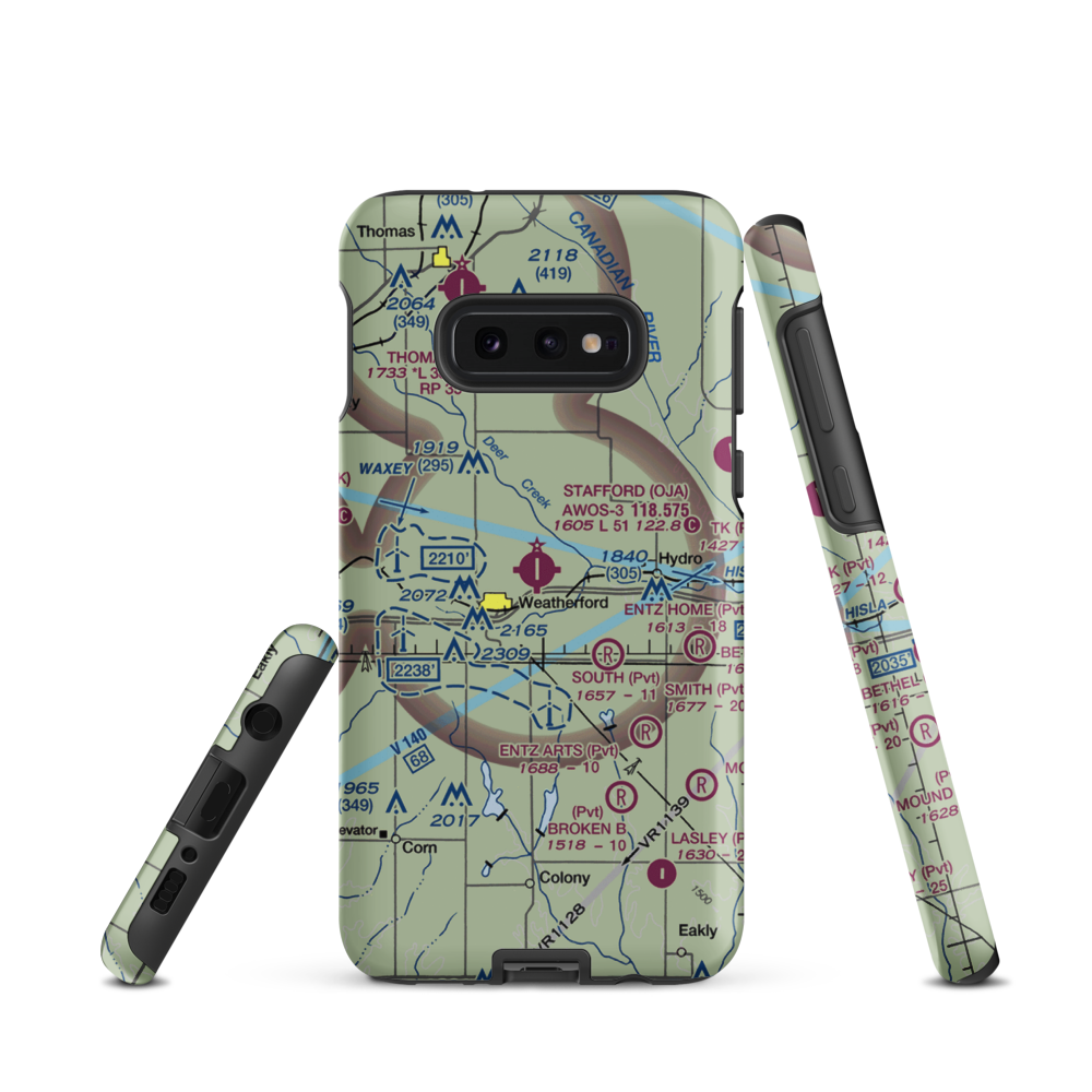 Thomas P Stafford Airport (OJA) VFR Sectional Samsung Phone Case Samsung Galaxy S10e model shown