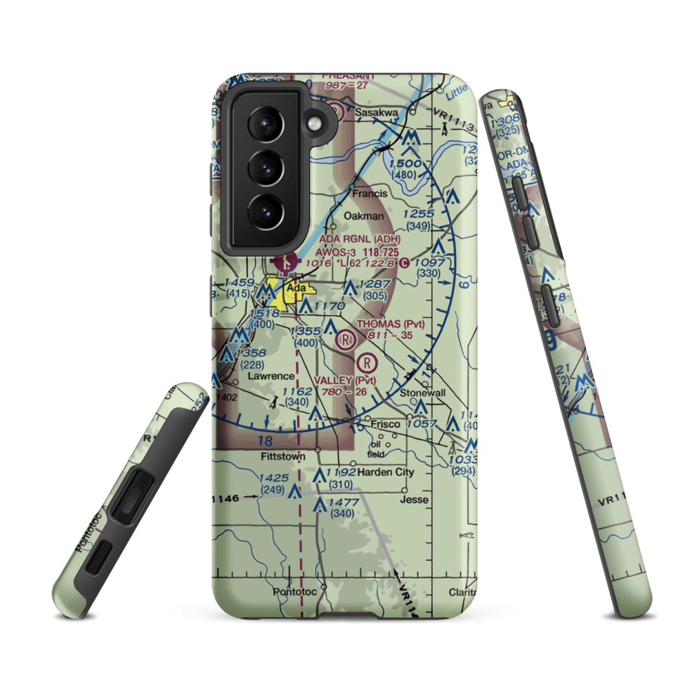 Thomas Ranch Airport (OK80) VFR Sectional Samsung Phone Case Samsung Galaxy S21 FE model shown
