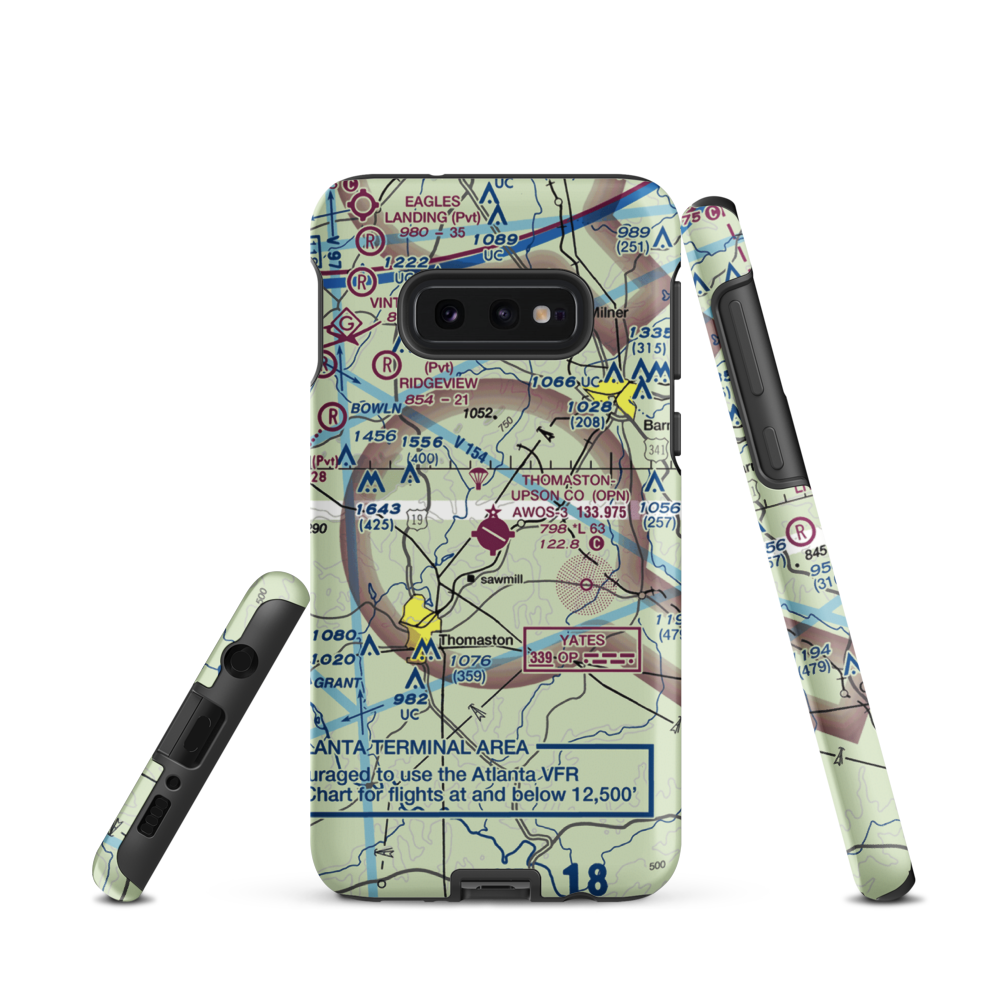 Thomaston Upson County Airport (OPN) VFR Sectional Samsung Phone Case Samsung Galaxy S10e model shown