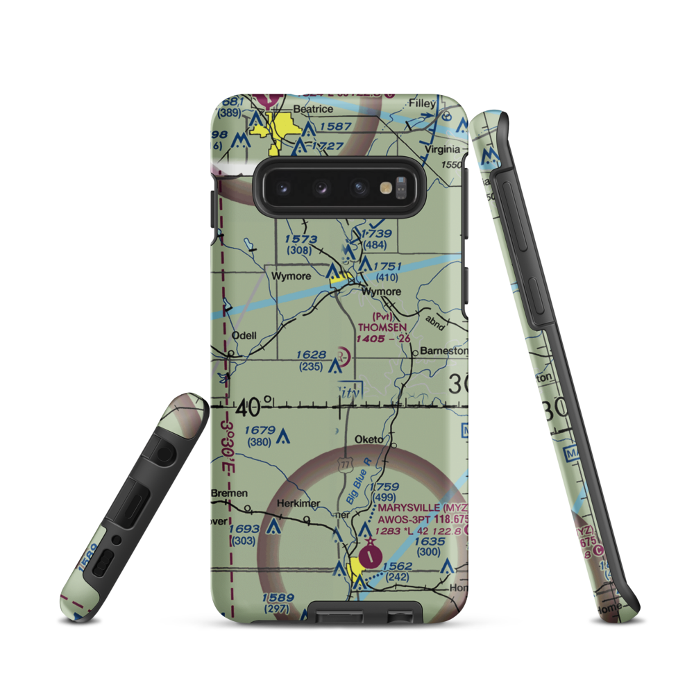 Thomsen Airport (NE92) VFR Sectional Samsung Phone Case Samsung Galaxy S10 model shown
