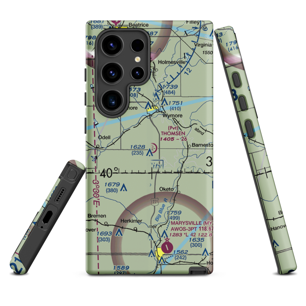 Thomsen Airport (NE92) VFR Sectional Samsung Phone Case Samsung Galaxy S24 Ultra model shown