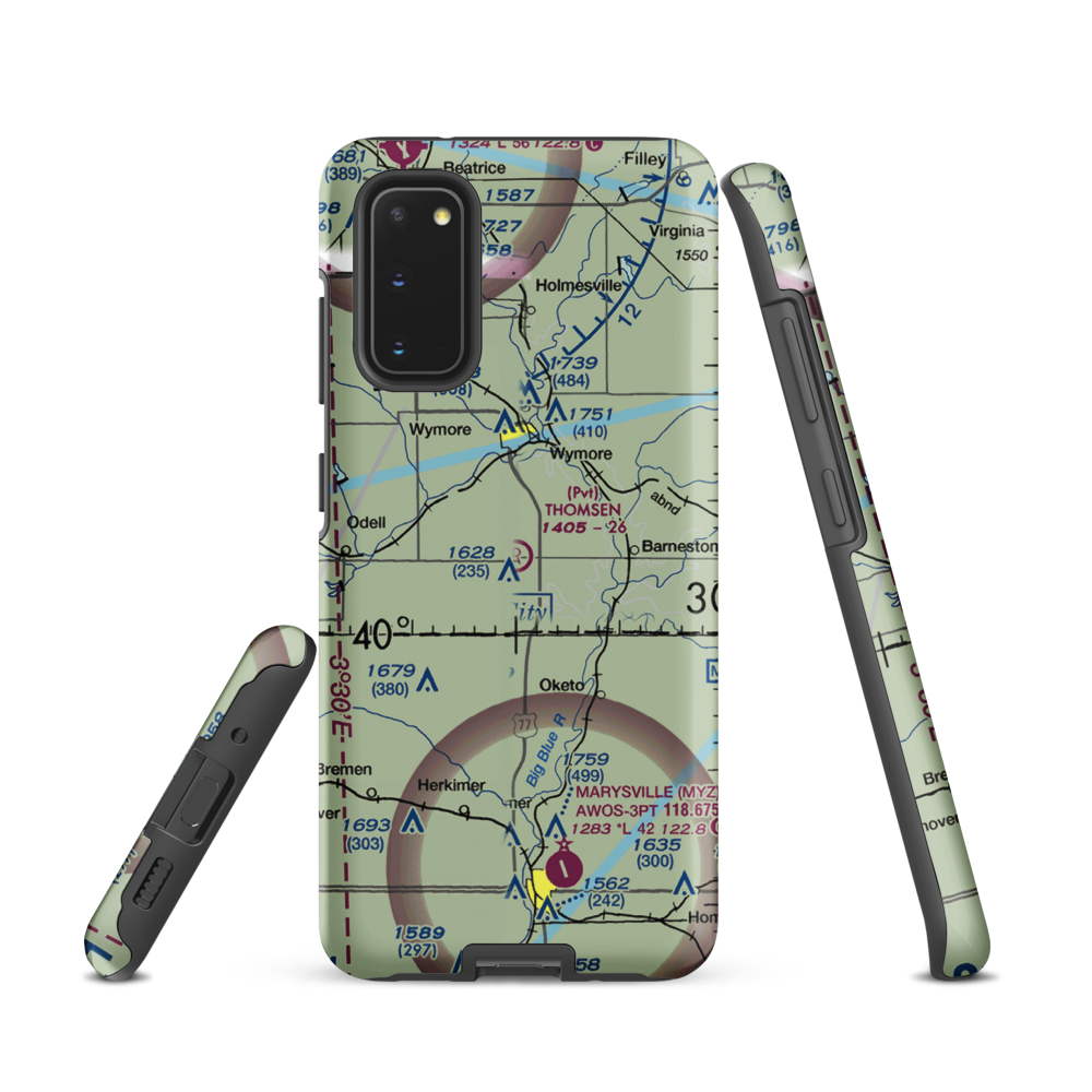 Thomsen Airport (NE92) VFR Sectional Samsung Phone Case Samsung Galaxy S20 model shown