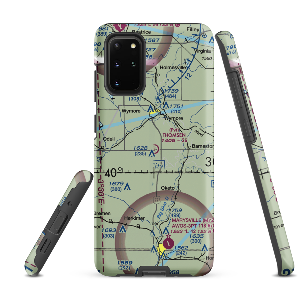 Thomsen Airport (NE92) VFR Sectional Samsung Phone Case Samsung Galaxy S20 Plus model shown