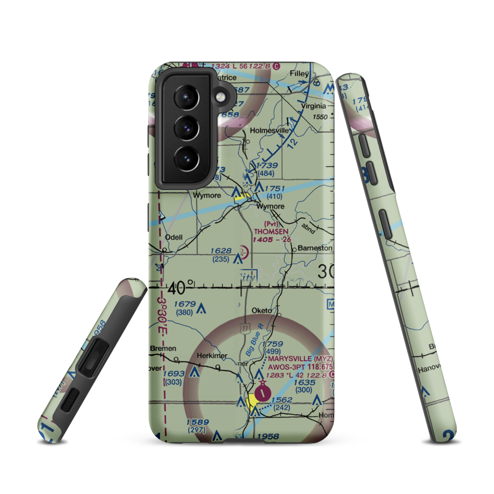 Thomsen Airport (NE92) VFR Sectional Samsung Phone Case Samsung Galaxy S21 model shown