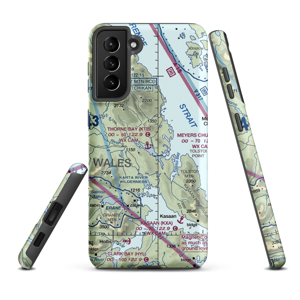 Thorne Bay Seaplane Base (KTB) VFR Sectional Samsung Phone Case Samsung Galaxy S21 Plus model shown