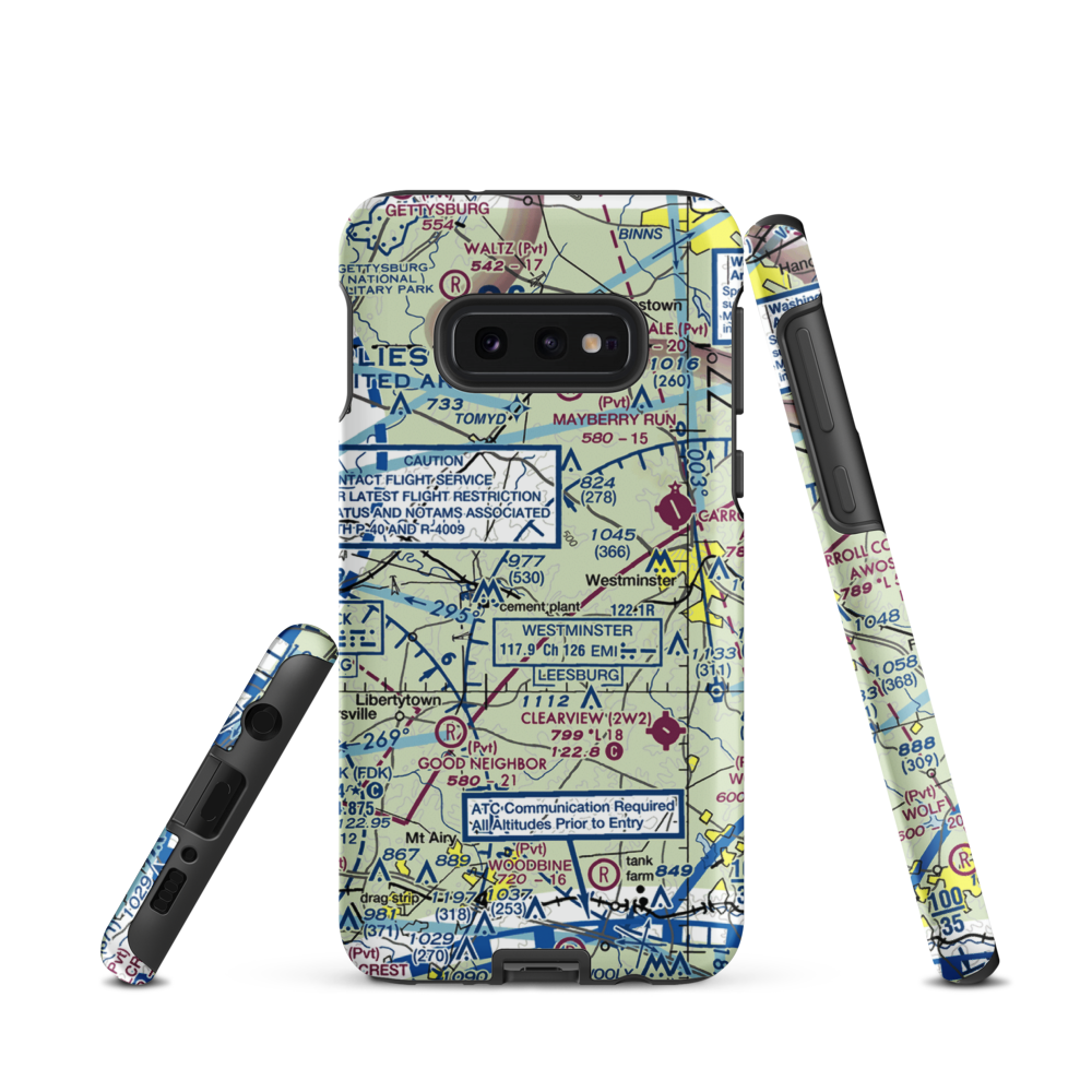 Three J Airport (MD56) VFR Sectional Samsung Phone Case Samsung Galaxy S10 Plus model shown