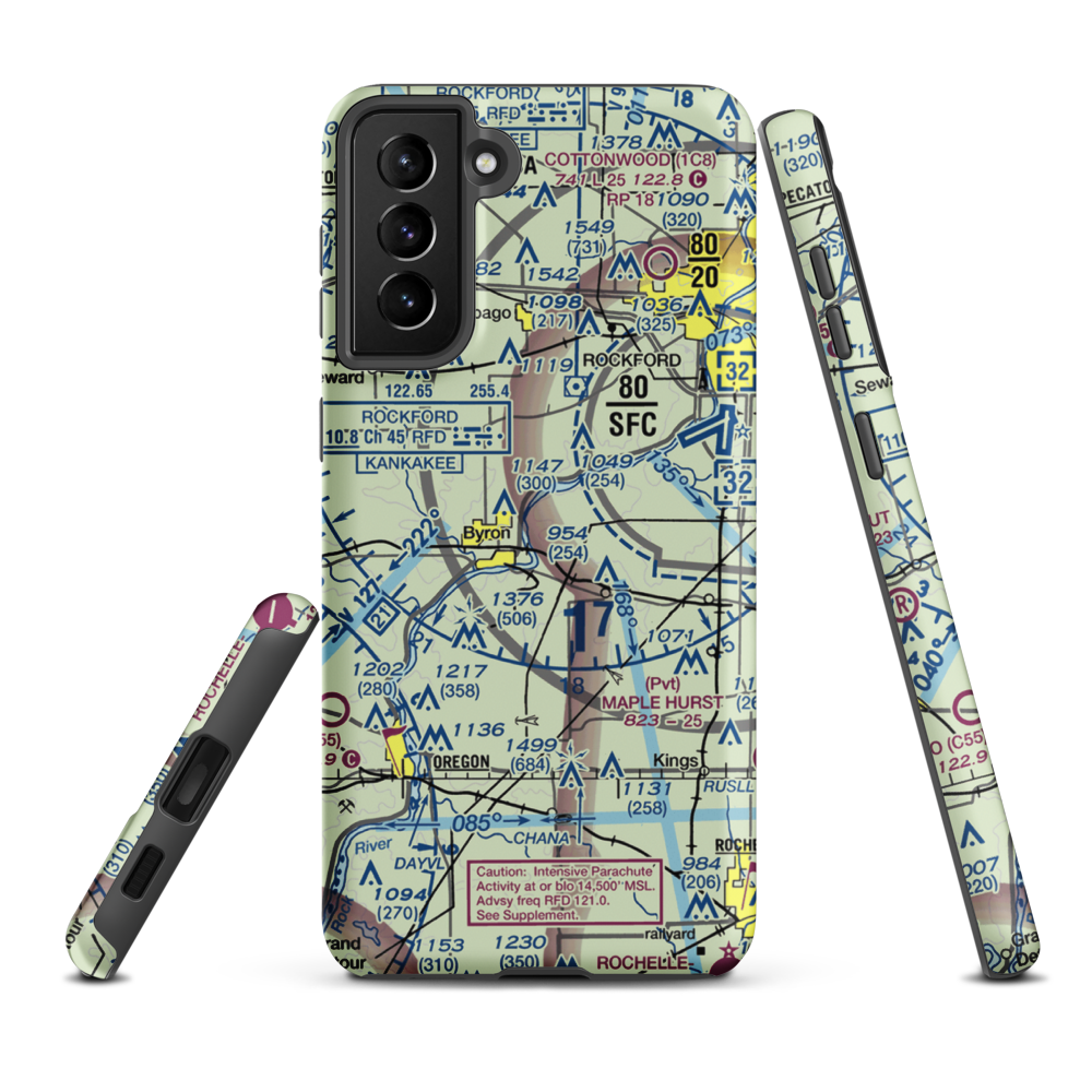 Thrifty Acres STOLport (4IL3) VFR Sectional Samsung Phone Case Samsung Galaxy S21 FE model shown