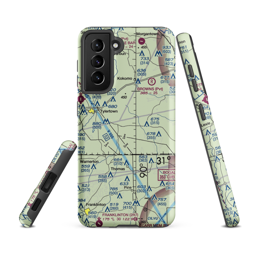 Thunderfoot Ranch Airport (3MS2) VFR Sectional Samsung Phone Case Samsung Galaxy S21 FE model shown