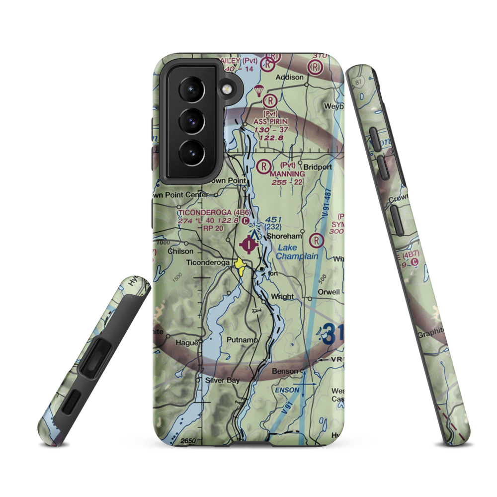 Ticonderoga Municipal Airport (4B6) VFR Sectional Samsung Phone Case Samsung Galaxy S21 FE model shown