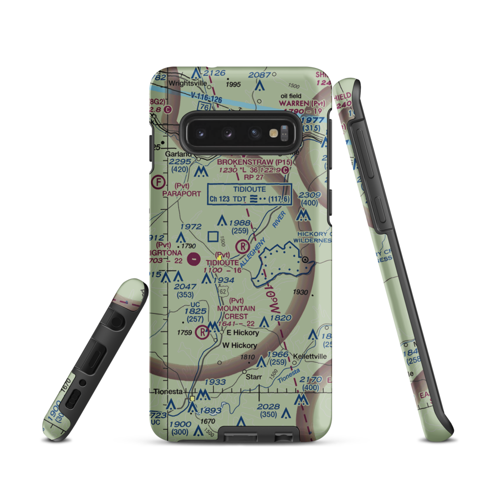 Tidioute Airport (PS61) VFR Sectional Samsung Phone Case Samsung Galaxy S10 model shown
