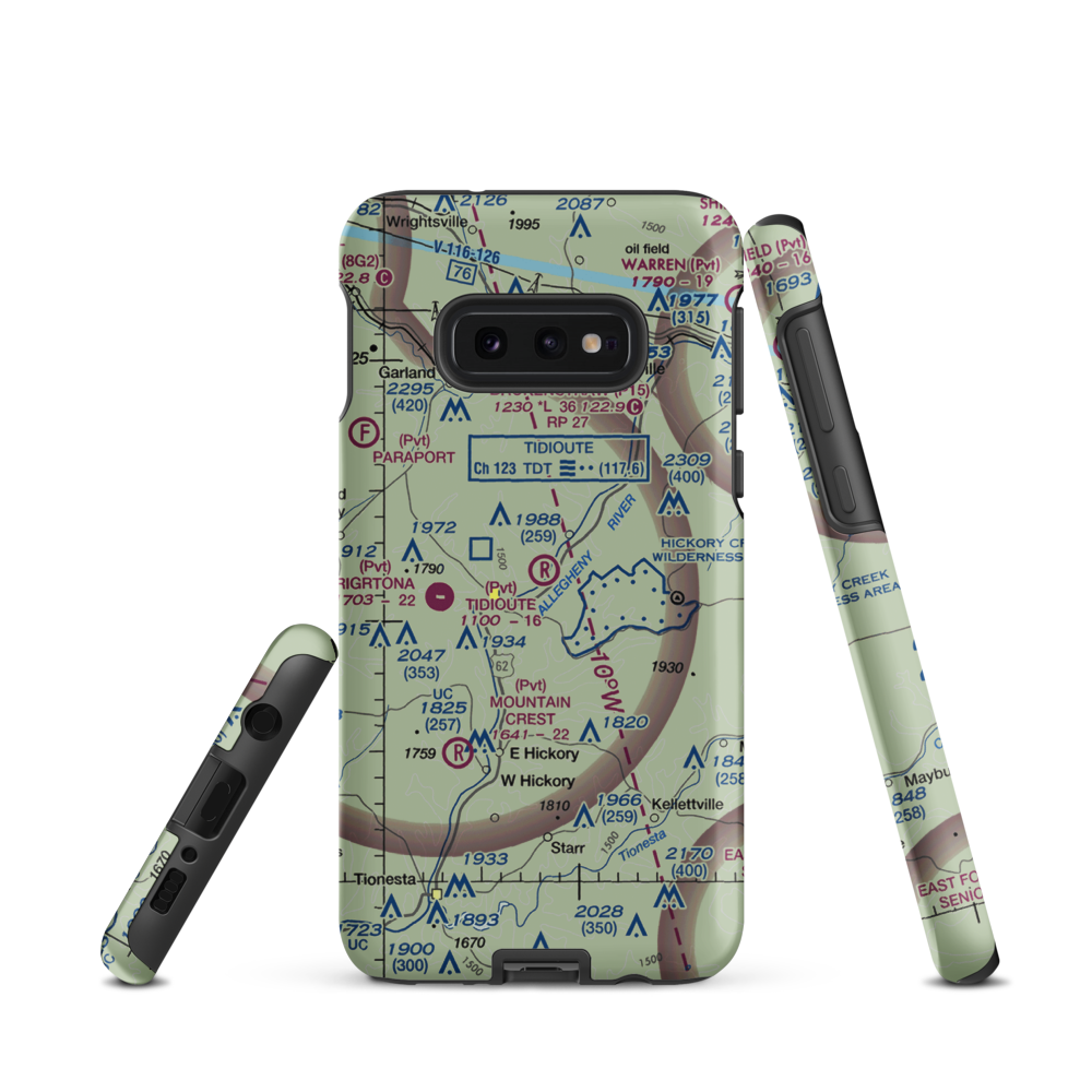 Tidioute Airport (PS61) VFR Sectional Samsung Phone Case Samsung Galaxy S10e model shown