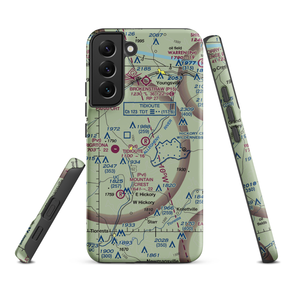 Tidioute Airport (PS61) VFR Sectional Samsung Phone Case Samsung Galaxy S22 Plus model shown