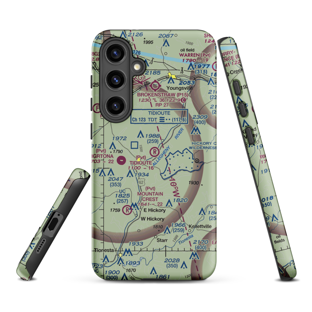 Tidioute Airport (PS61) VFR Sectional Samsung Phone Case Samsung Galaxy S24 Plus model shown