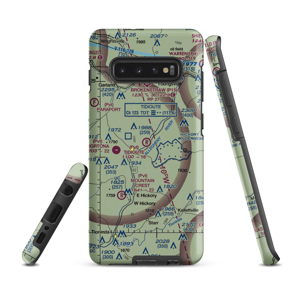 Tidioute Airport (PS61) VFR Sectional Samsung Phone Case Samsung Galaxy S10 Plus model shown
