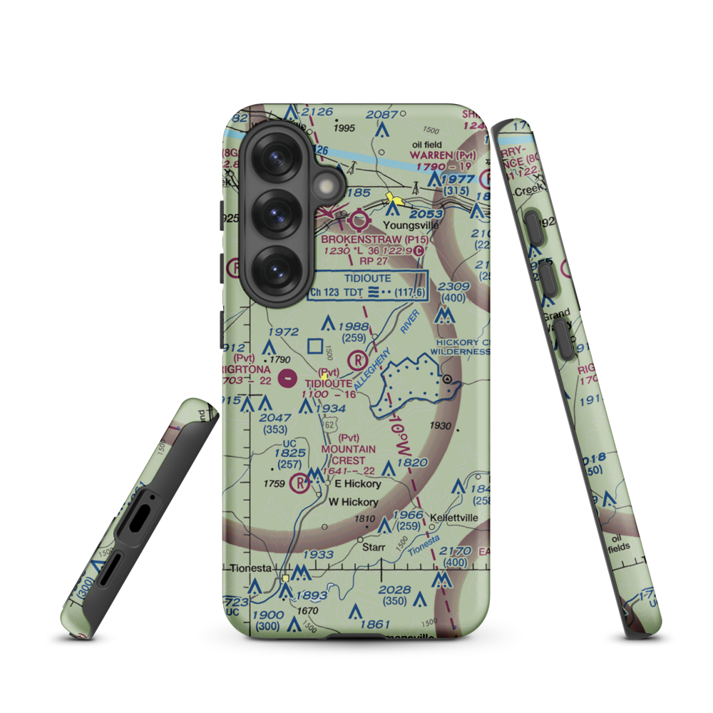 Tidioute Airport (PS61) VFR Sectional Samsung Phone Case Samsung Galaxy S25 model shown