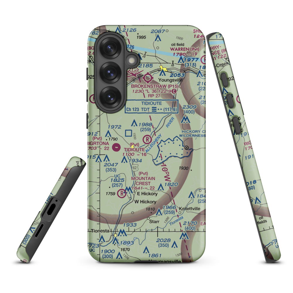 Tidioute Airport (PS61) VFR Sectional Samsung Phone Case Samsung Galaxy S25 Plus model shown