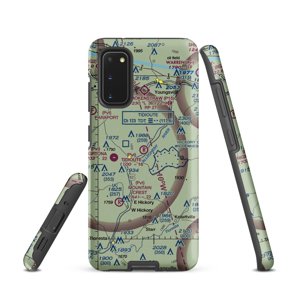 Tidioute Airport (PS61) VFR Sectional Samsung Phone Case Samsung Galaxy S20 model shown