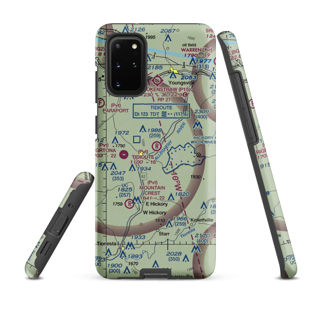 Tidioute Airport (PS61) VFR Sectional Samsung Phone Case Samsung Galaxy S20 Plus model shown