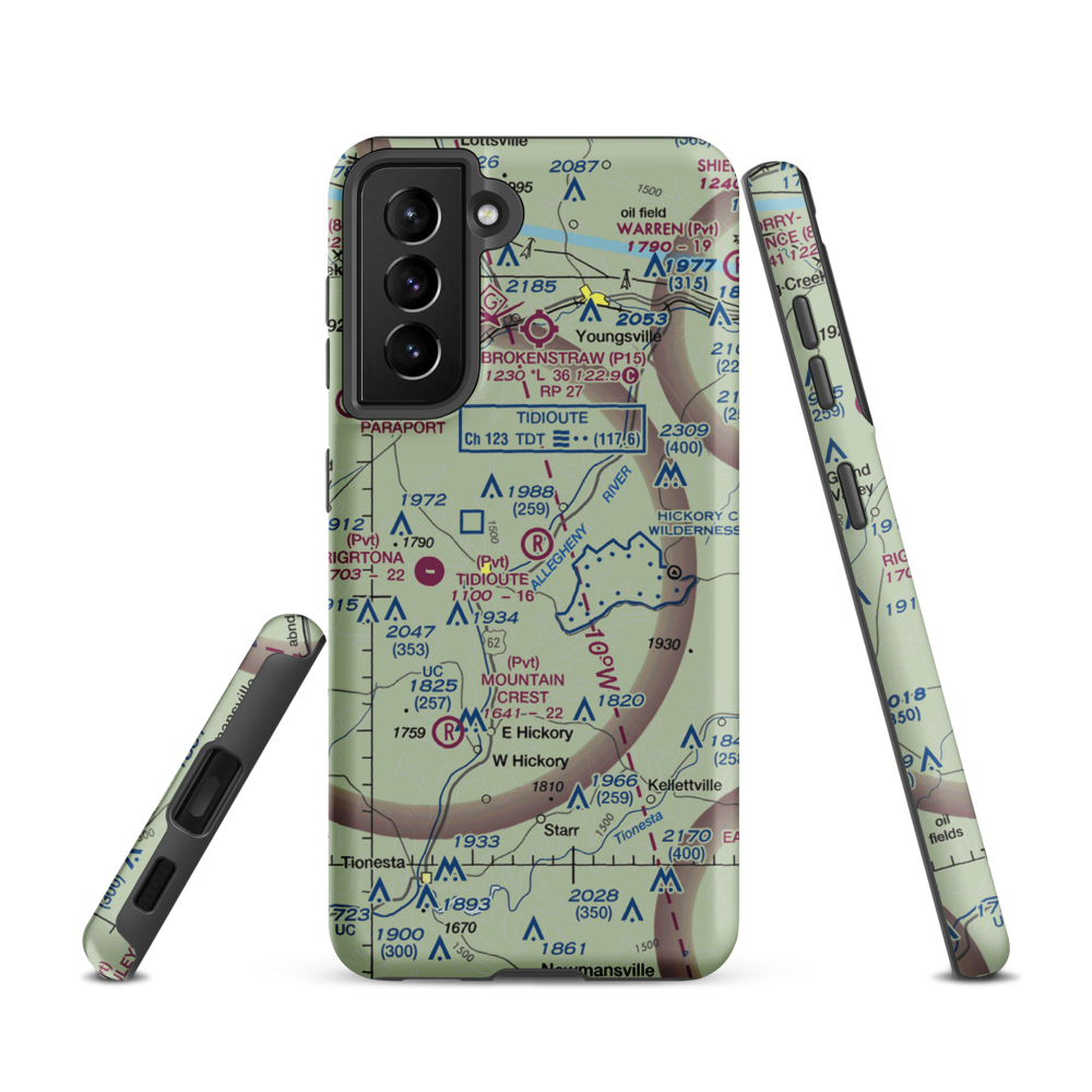 Tidioute Airport (PS61) VFR Sectional Samsung Phone Case Samsung Galaxy S21 model shown
