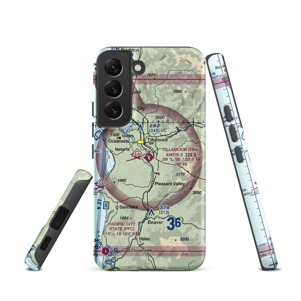 Tillamook Airport (TMK) VFR Sectional Samsung Phone Case Samsung Galaxy S22 model shown