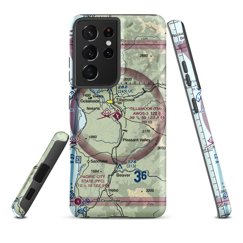 Tillamook Airport (TMK) VFR Sectional Samsung Phone Case Samsung Galaxy S21 Ultra model shown