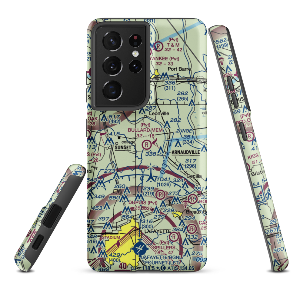 Tim Bullard Memorial Airport (LS91) VFR Sectional Samsung Phone Case Samsung Galaxy S21 Plus model shown