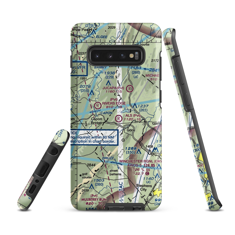 Timber Ridge Airpark (VA46) VFR Sectional Samsung Phone Case Samsung Galaxy S10 Plus model shown