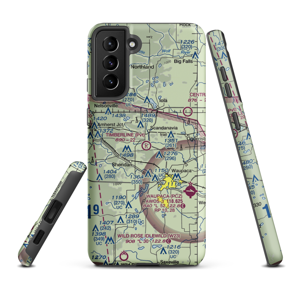 Timberline Airport (WI47) VFR Sectional Samsung Phone Case Samsung Galaxy S21 Plus model shown