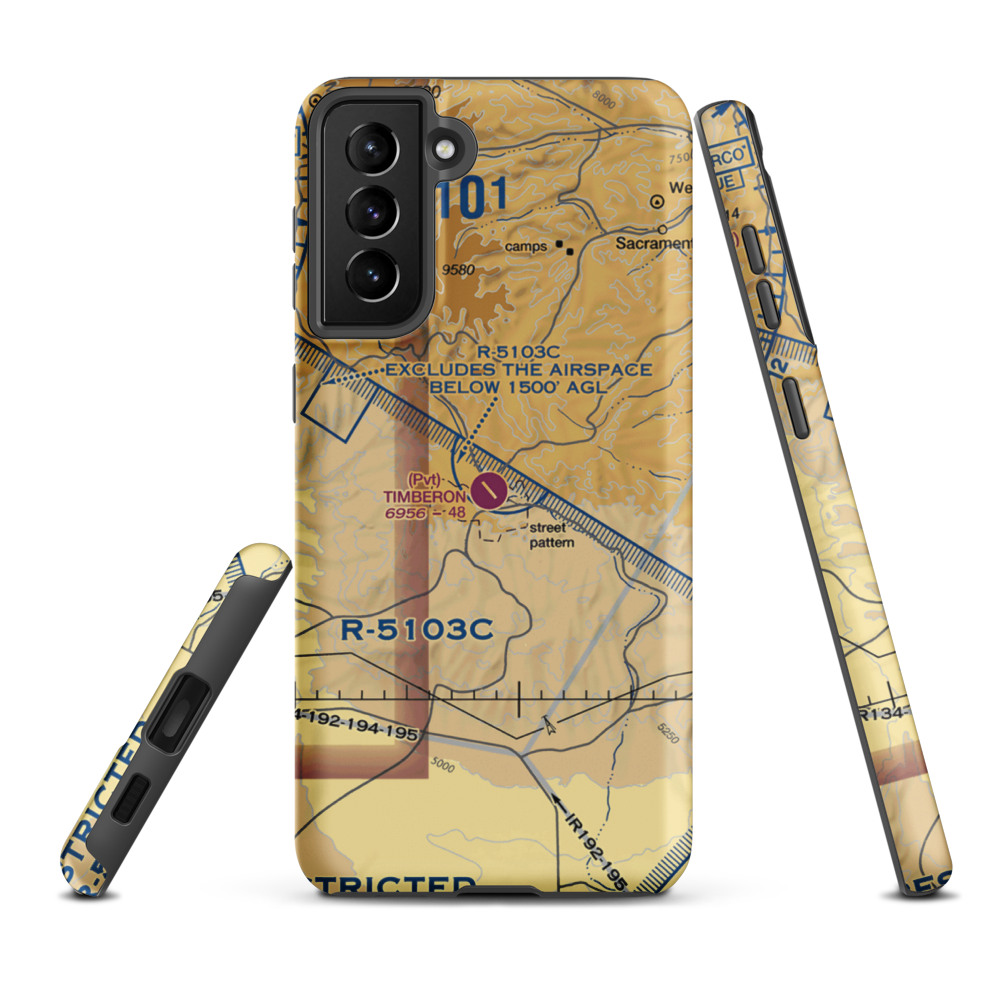 Timberon Airport (52NM) VFR Sectional Samsung Phone Case Samsung Galaxy S21 FE model shown