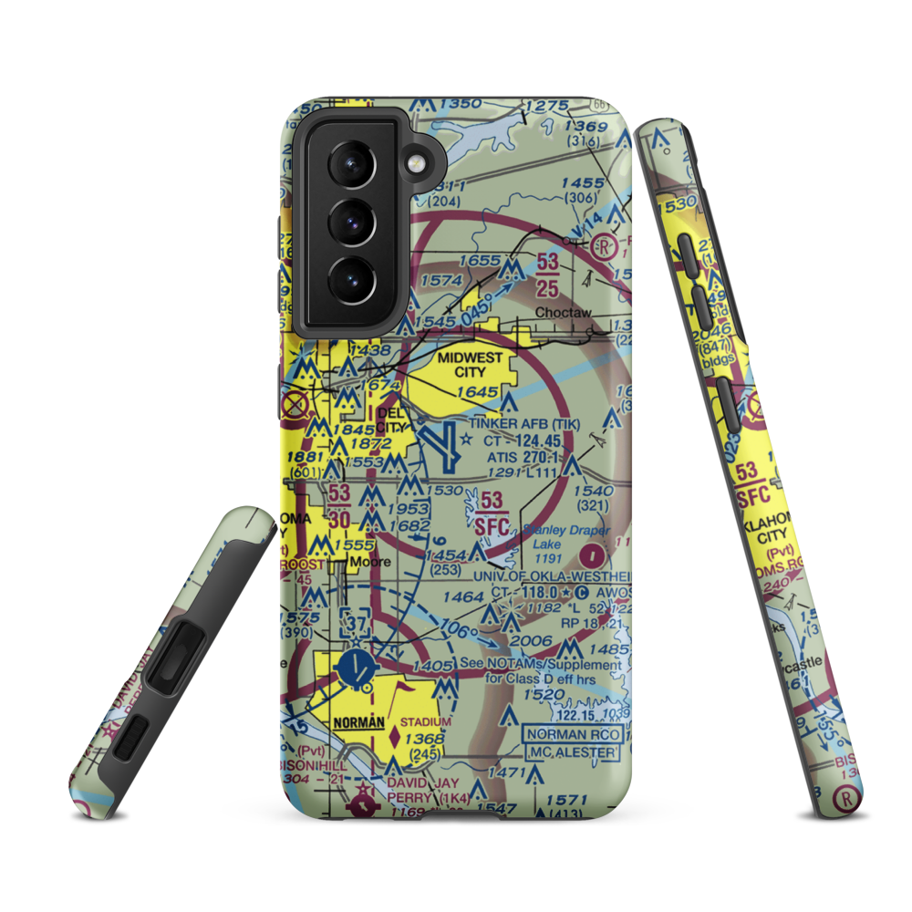 Tinker Air Force Base (TIK) VFR Sectional Samsung Phone Case Samsung Galaxy S21 FE model shown