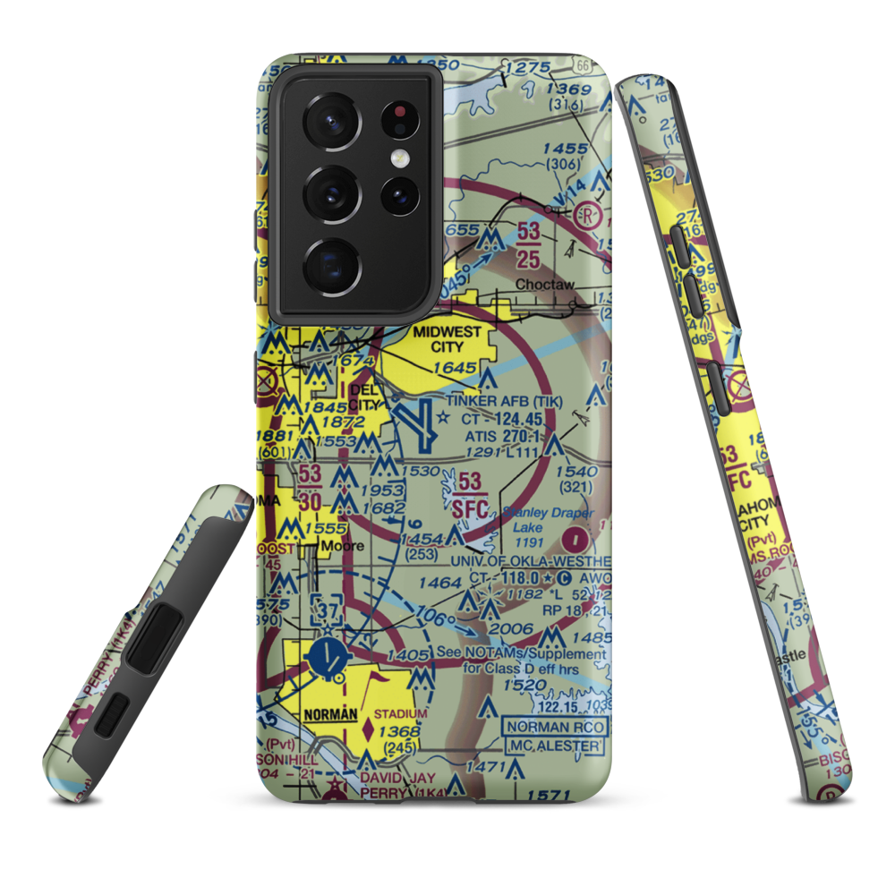 Tinker Air Force Base (TIK) VFR Sectional Samsung Phone Case Samsung Galaxy S21 Ultra model shown