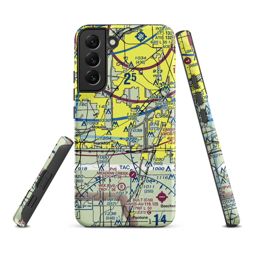 Tinley Park Helistop (TF8) VFR Sectional Samsung Phone Case Samsung Galaxy S22 Plus model shown
