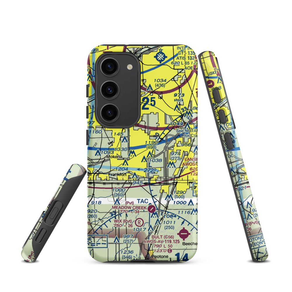 Tinley Park Helistop (TF8) VFR Sectional Samsung Phone Case Samsung Galaxy S23 model shown