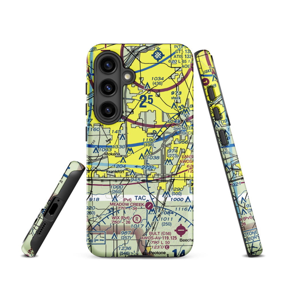 Tinley Park Helistop (TF8) VFR Sectional Samsung Phone Case Samsung Galaxy S24 model shown