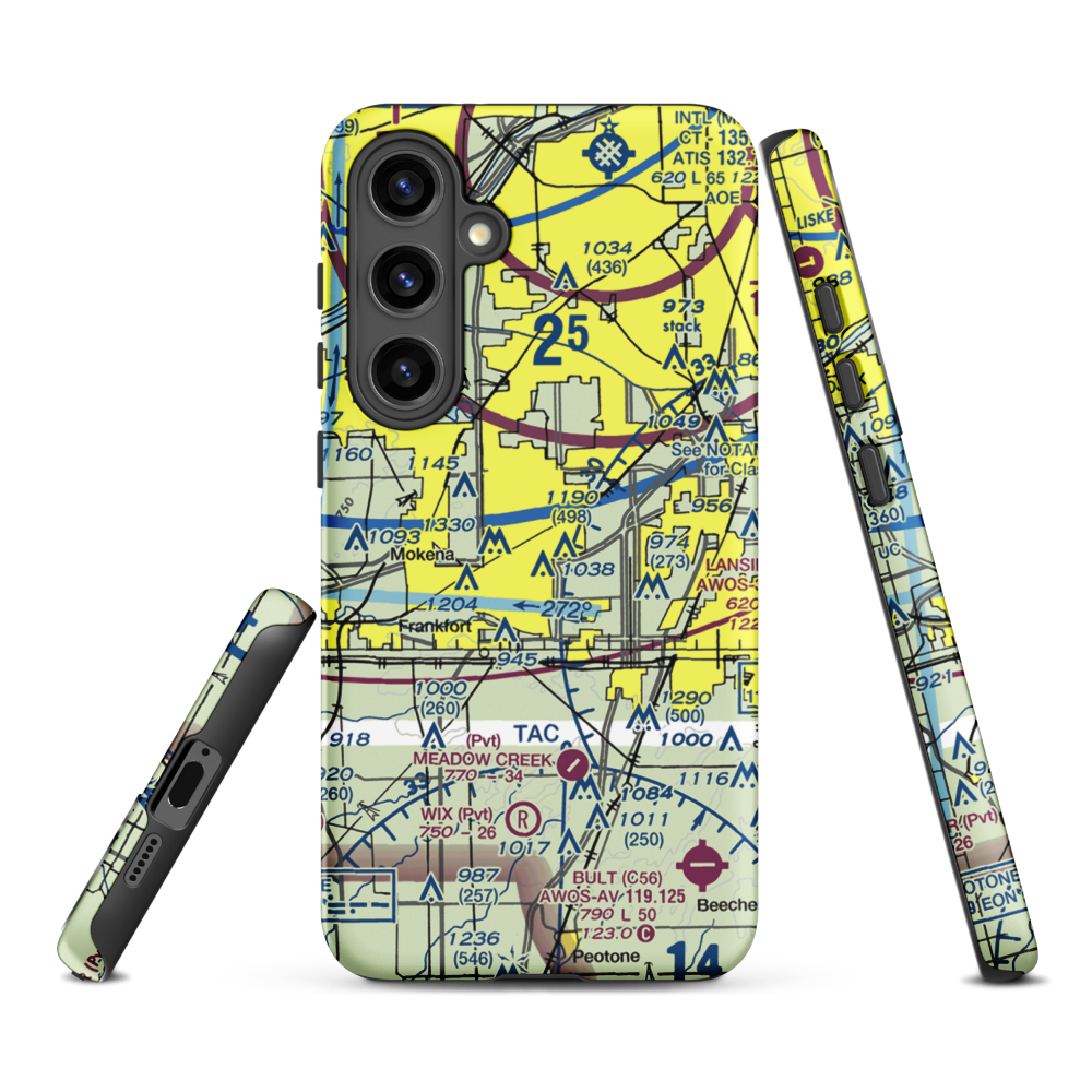Tinley Park Helistop (TF8) VFR Sectional Samsung Phone Case Samsung Galaxy S24 Plus model shown