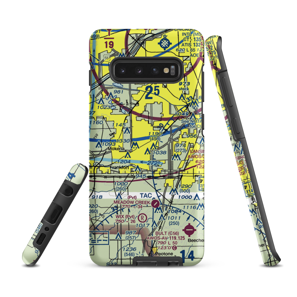 Tinley Park Helistop (TF8) VFR Sectional Samsung Phone Case Samsung Galaxy S10 Plus model shown