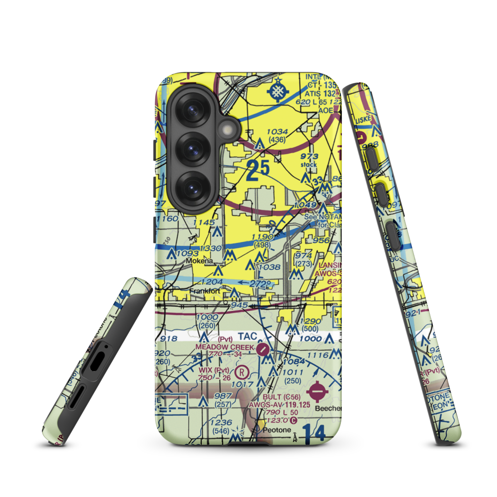 Tinley Park Helistop (TF8) VFR Sectional Samsung Phone Case Samsung Galaxy S25 model shown