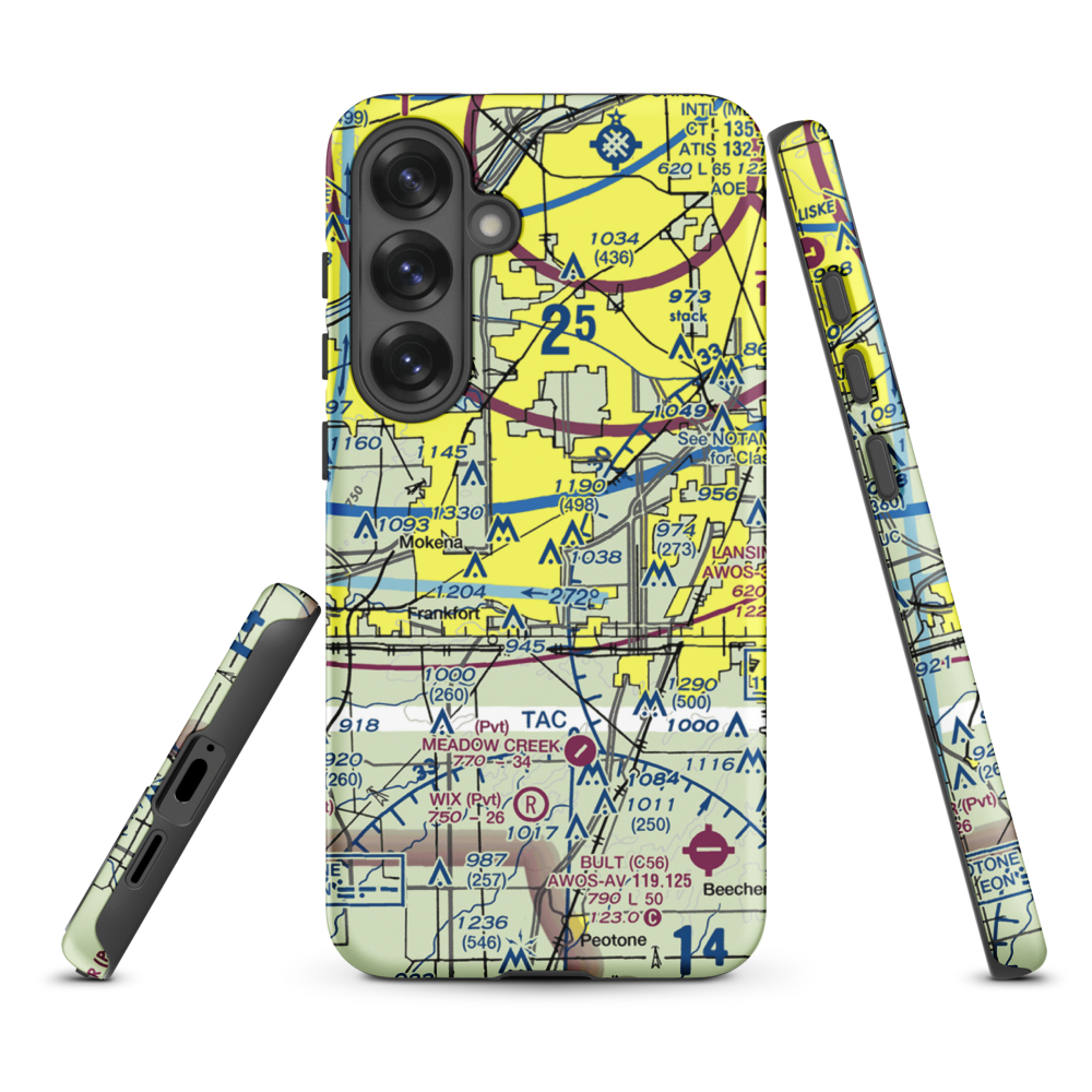 Tinley Park Helistop (TF8) VFR Sectional Samsung Phone Case Samsung Galaxy S25 Plus model shown