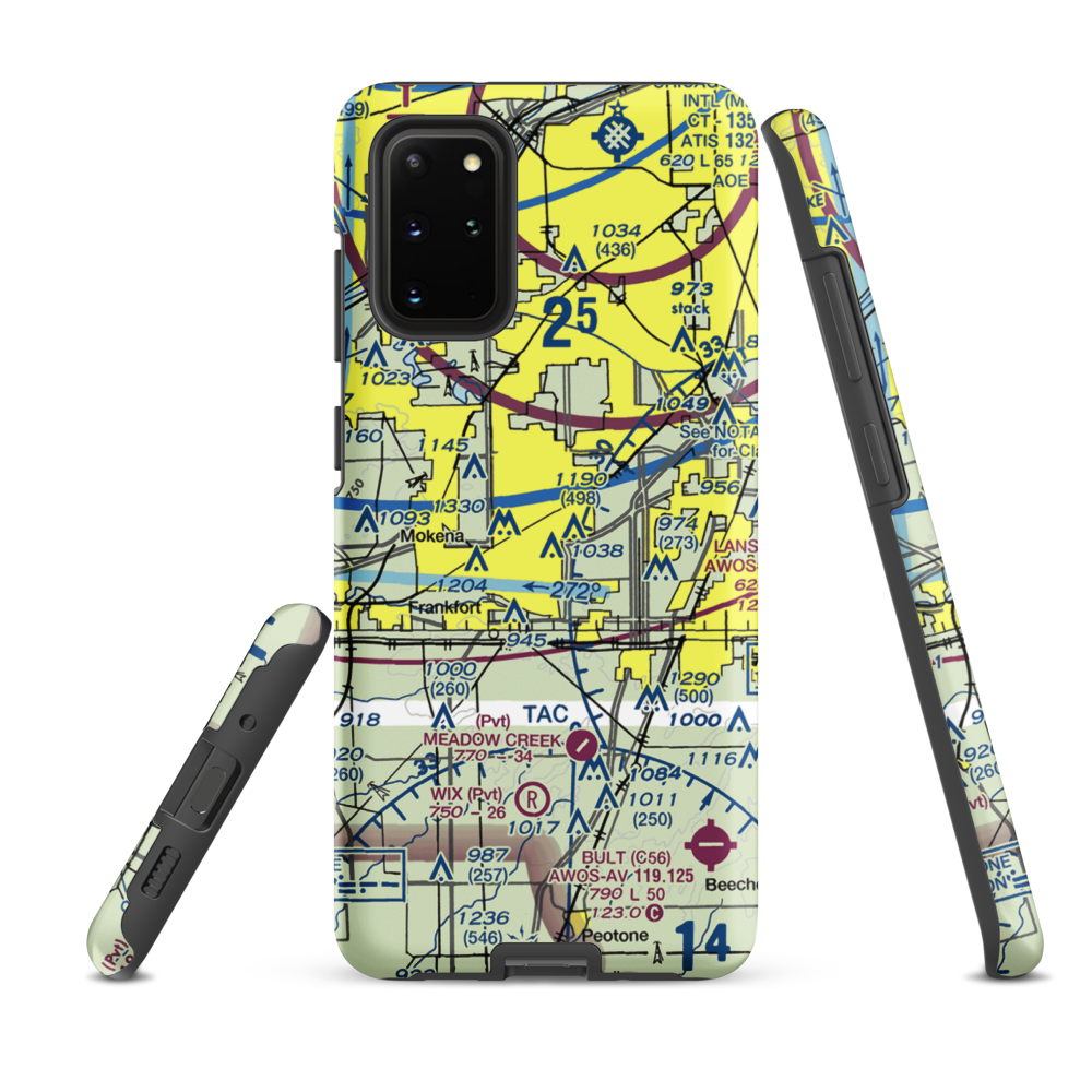Tinley Park Helistop (TF8) VFR Sectional Samsung Phone Case Samsung Galaxy S20 Plus model shown